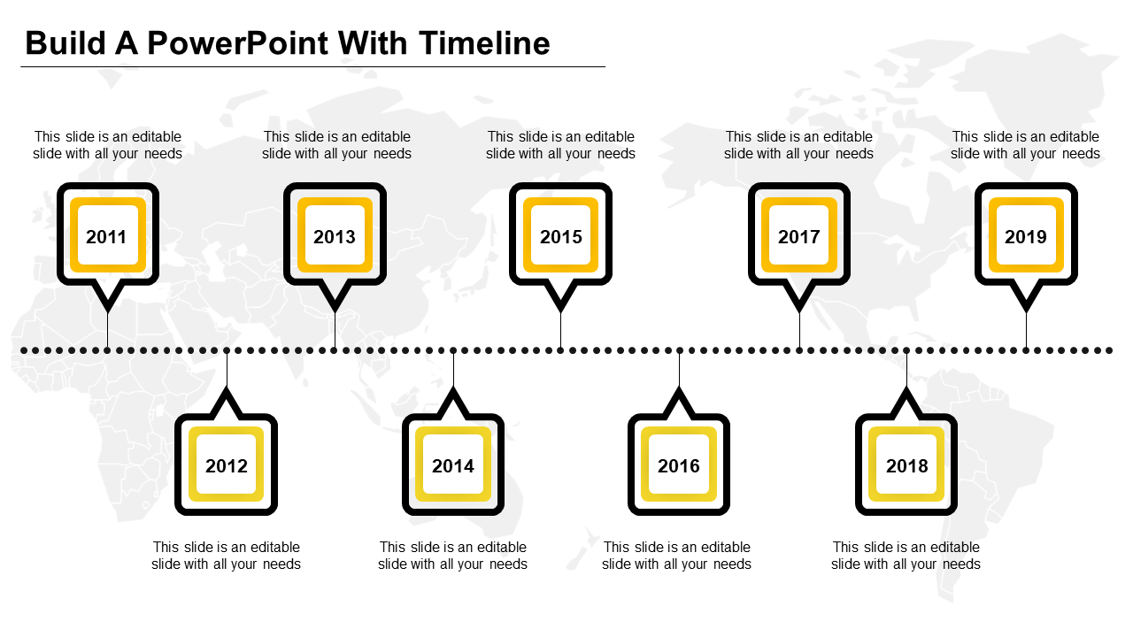 Amazing PowerPoint Timeline Template In Yellow Color